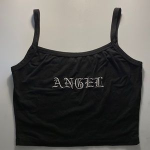 angel black crop top tank top